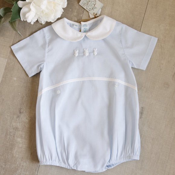 Blue Heirloom Dress Bunny Embroidery Lace Spring Portrait Feltman Brothers NWT - Picture 7 of 7